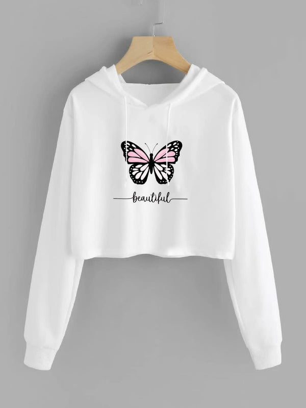 Beautiful butterfly white Print Hoodie Graphic Print